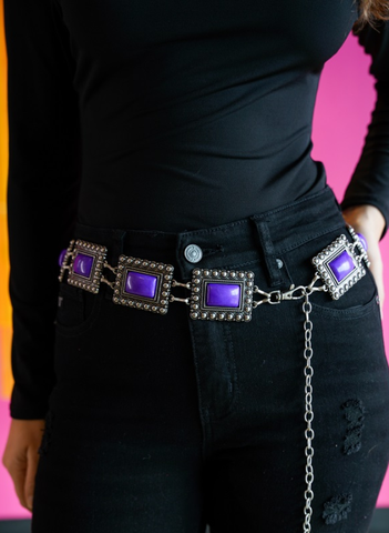 Purple Studded Chain Link Belt