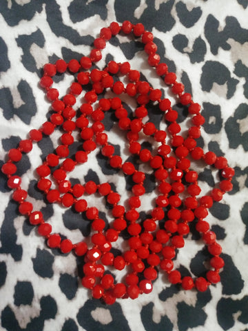 60 Inch Red Bead Necklace