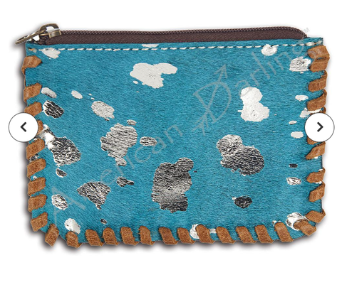 Turquoise Acid Wash Coin Zipper Pouch
