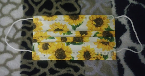 Sunflower Print Disposable Mask