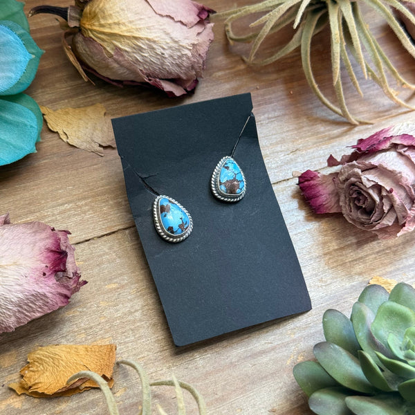 46 - Sterling Silver Golden Hill Turquoise Stud Earrings by Jason Ogg