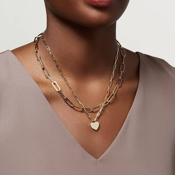 18K STAINLESS STEEL TARNISH FREE LAYERED NECKLACE: Gold