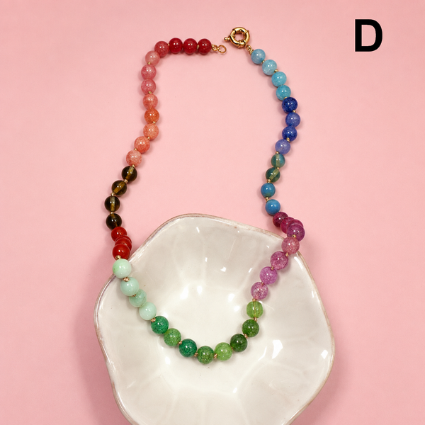 Natural Stone Semi-Precious Glass Mixed Necklace: C