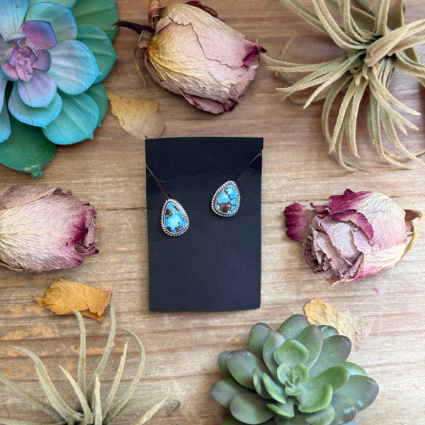 46 - Sterling Silver Golden Hill Turquoise Stud Earrings by Jason Ogg