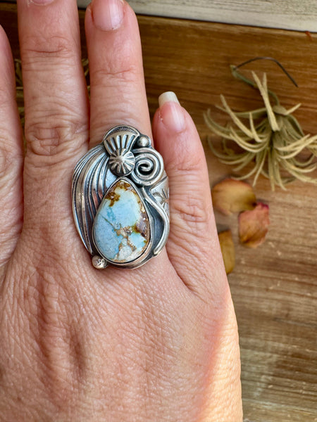 Golden Hill Turquoise Sterling Silver Ring – Size 9.5, One of a Kind