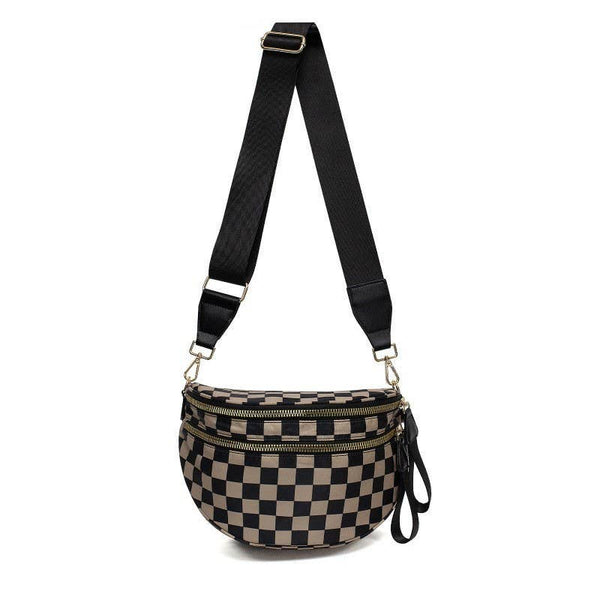 CROSSBODY ZIPPER REMOVAL STRAP SLING BUM BAG: Brown