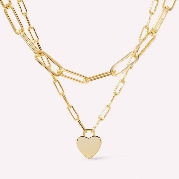 18K STAINLESS STEEL TARNISH FREE LAYERED NECKLACE: Gold