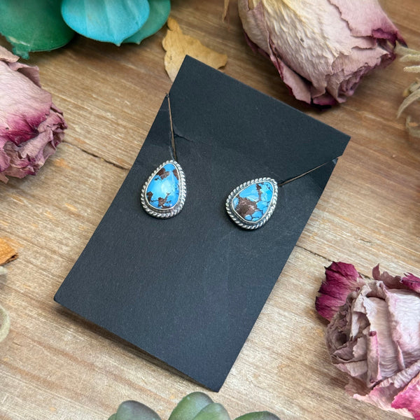 46 - Sterling Silver Golden Hill Turquoise Stud Earrings by Jason Ogg
