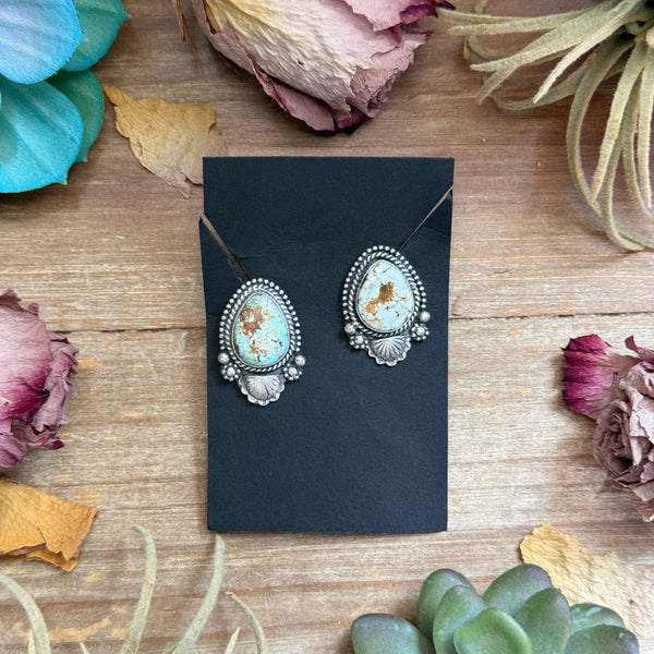 30 - Sterling Silver Dry Creek Turquoise Stud Earrings, $125 (MSRP $335), Artist Shay Pfeiffer