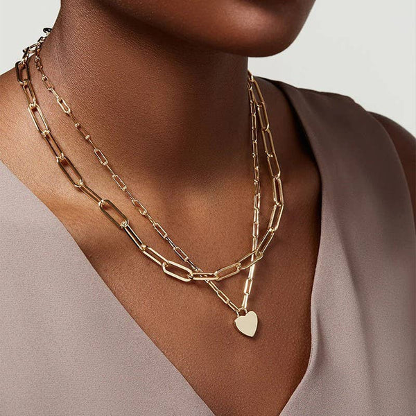 18K STAINLESS STEEL TARNISH FREE LAYERED NECKLACE: Gold
