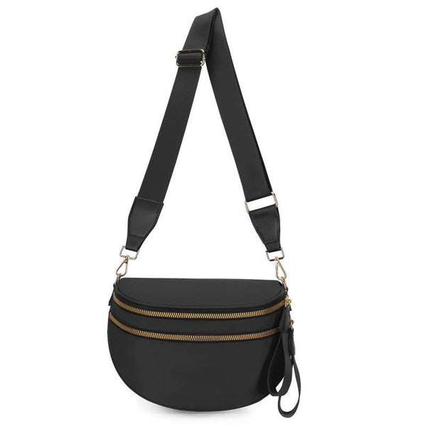 CROSSBODY ZIPPER REMOVAL STRAP SLING BUM BAG: Brown