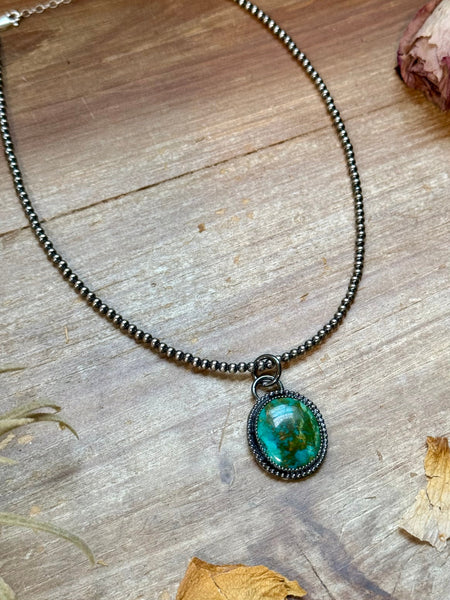 FREE Sterling Silver Pearl Necklace + MJ Green Turquoise Pendant