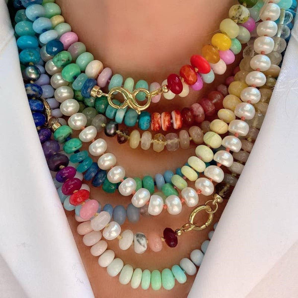 Natural Stone Semi-Precious Glass Mixed Necklace: A