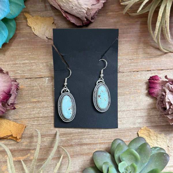 32 - Sterling Silver Dry Creek Turquoise Dangle Earrings by Shay Pfeiffer