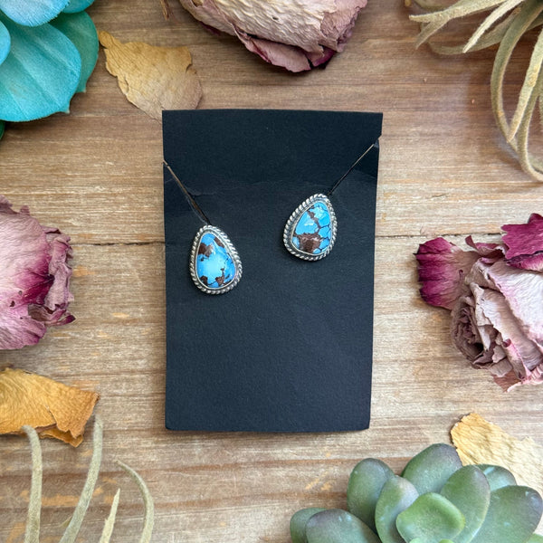46 - Sterling Silver Golden Hill Turquoise Stud Earrings by Jason Ogg