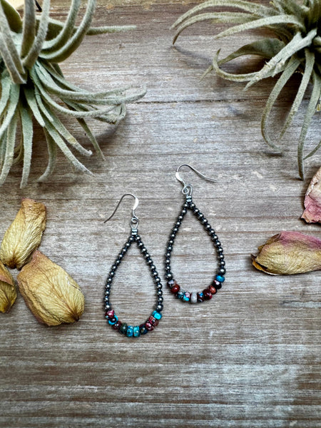 Teardrop Earrings – Sterling Silver Pearl & Sea Sediment
