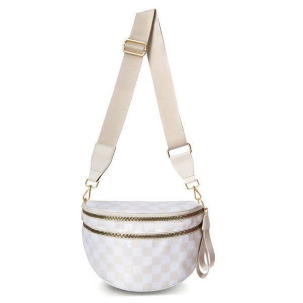 CROSSBODY ZIPPER REMOVAL STRAP SLING BUM BAG: Brown