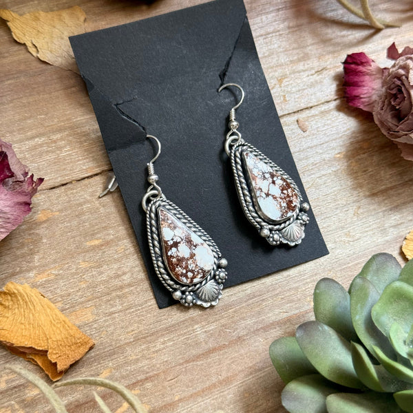 51 - Sterling Silver Wild Horse Jasper Dangle Earrings by Shay Pfeiffer