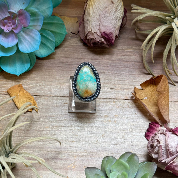 Mj Ring - Teardrop Turquoise Adjustable Ring