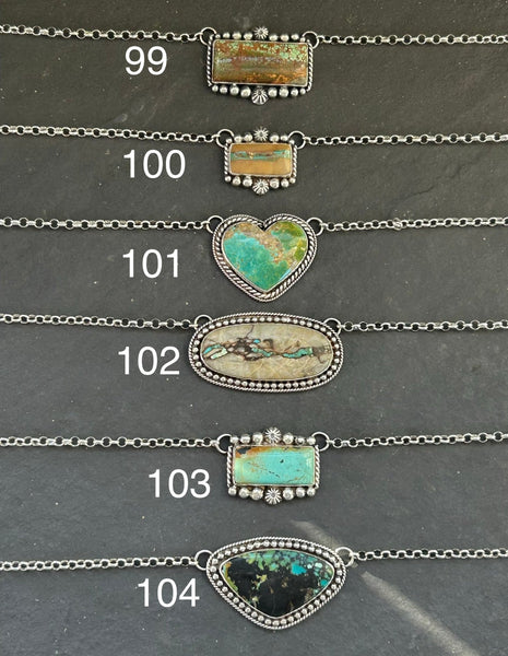 100 Ribbon Royston Turquoise Bar Necklace – Sterling Silver