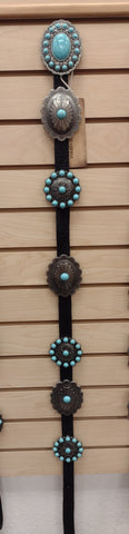 Leather Concho Belt - Black