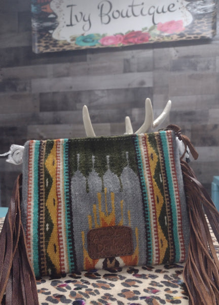 Gray Saddle Blanket Crossbody