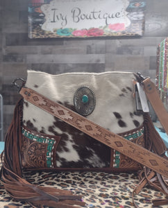 Full Hair on Leather Concho Handbag