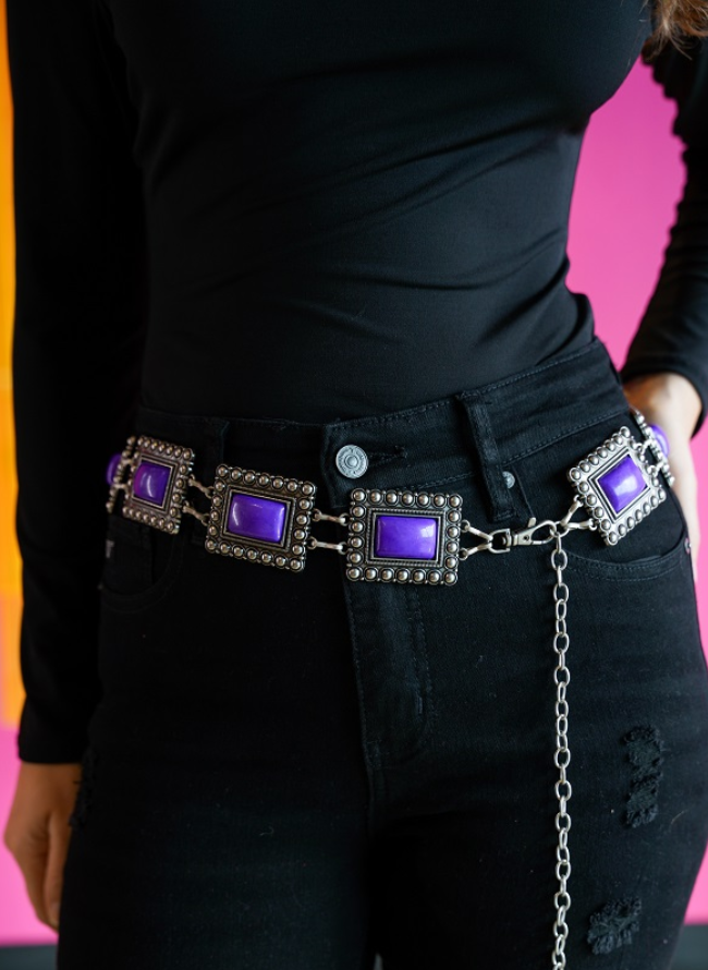 Purple Studded Chain Link Belt