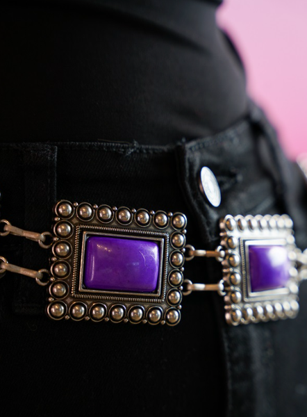 Purple Studded Chain Link Belt