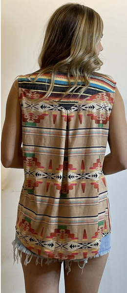 Western Serape Sleeveless Top