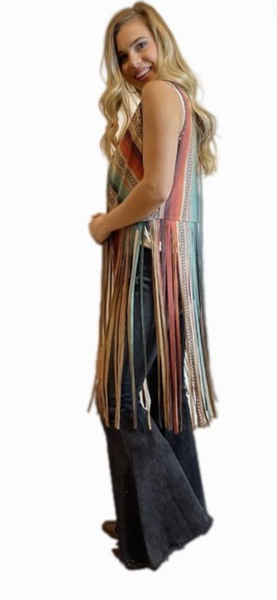 Serape Faux Suede Vest