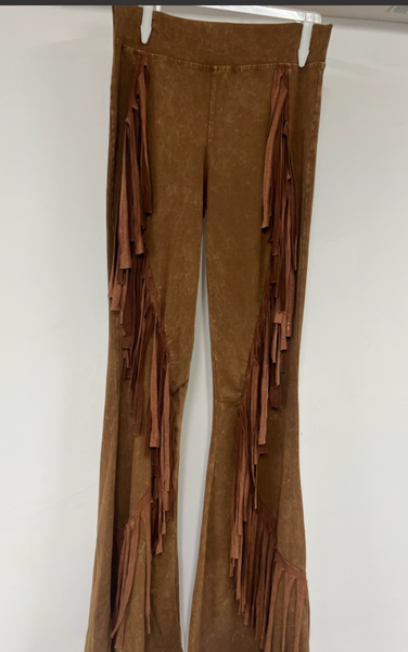 Mineral Dyed Fringe Pants - Camel