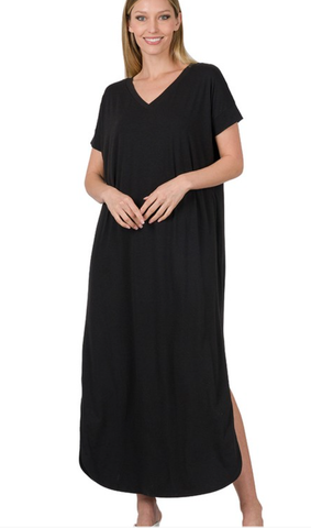 Vneck Maxi Dress - Black