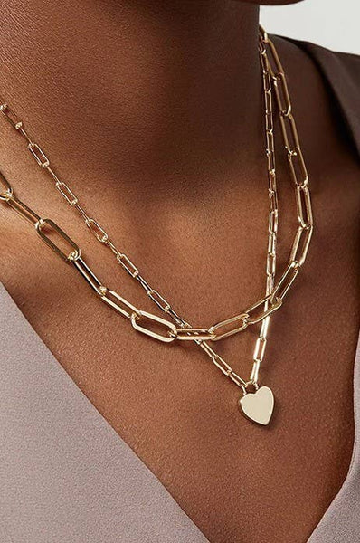 18K STAINLESS STEEL TARNISH FREE LAYERED NECKLACE: Gold