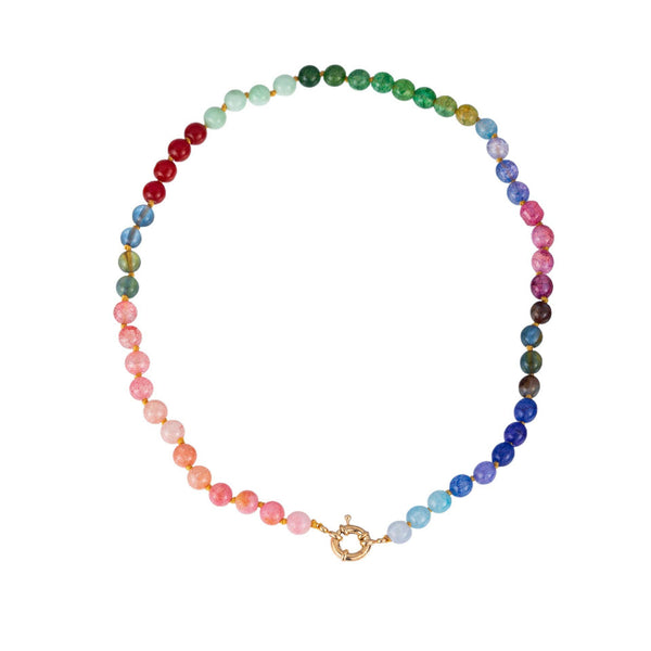 Natural Stone Semi-Precious Glass Mixed Necklace: D