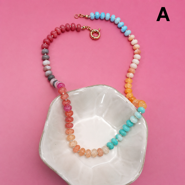 Natural Stone Semi-Precious Glass Mixed Necklace: A