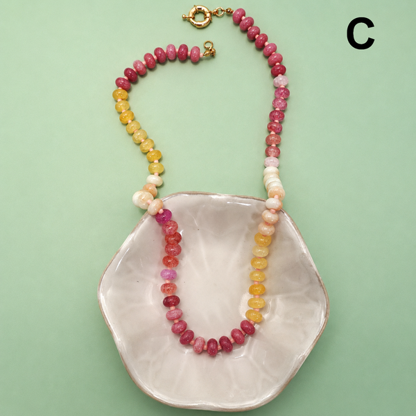 Natural Stone Semi-Precious Glass Mixed Necklace: A