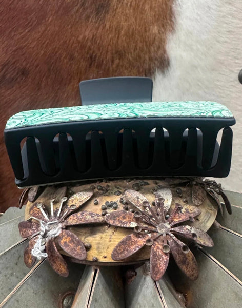 Cowgirl Tooled Hair Clip- Black