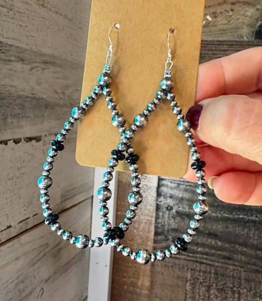 Sterling Silver Pearl & Black Onyx Teardrop Earrings