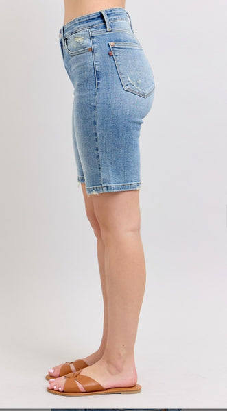 JB Hi Waist Vintage Washed Bermuda Shorts