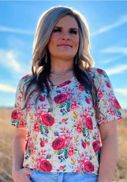 Porcelain Petals Vneck Top