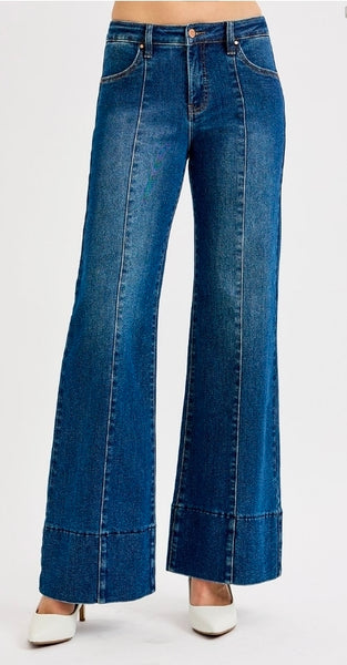 Tummy Control Mid-rise Ankle Wide Flare Jeans