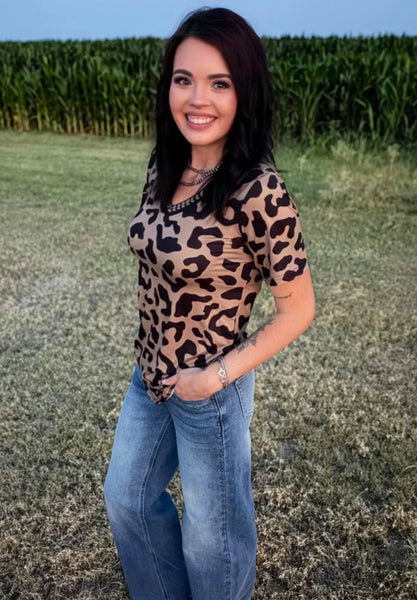 Buckstitch Leopard Top