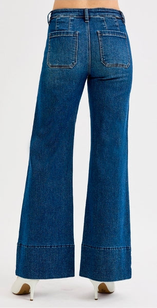 Tummy Control Mid-rise Ankle Wide Flare Jeans