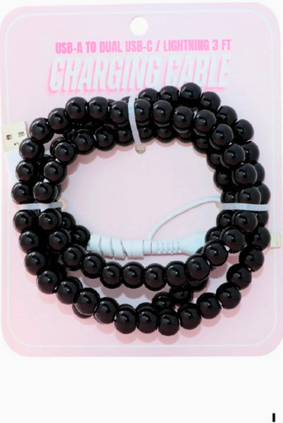 TIk Tok Beaded Dual USB Fast Charging Cable - Multiple Colors