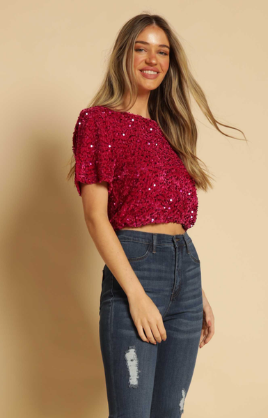 Solid Sequin Top