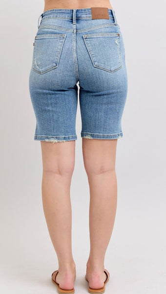 JB Hi Waist Vintage Washed Bermuda Shorts