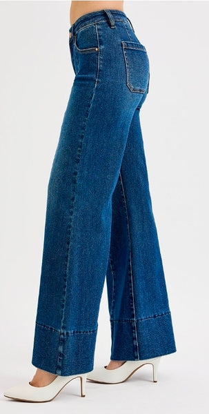 Tummy Control Mid-rise Ankle Wide Flare Jeans