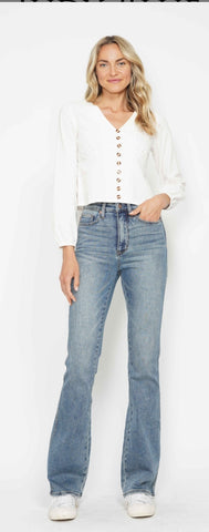HW Tummy Control Back Pocket Embroidered Bootcut