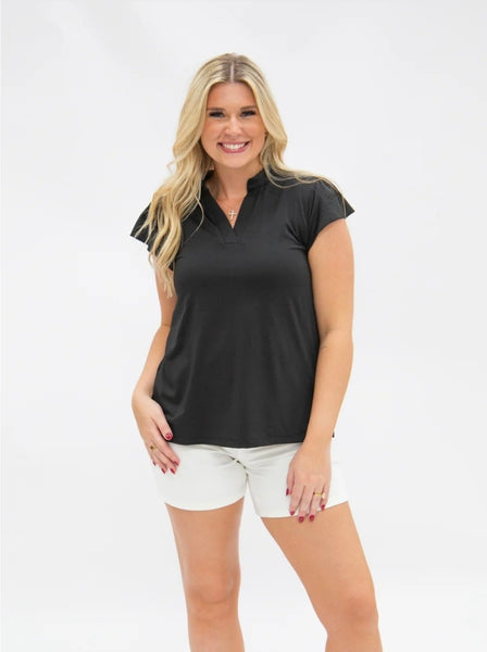 The Nicole Vneck Top - Black